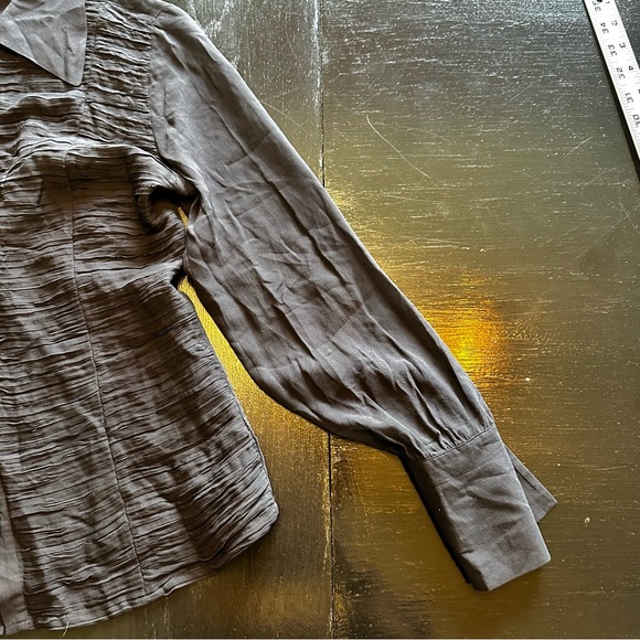 Vintage Cami Size Small Black Silk Button Down Slightly Sheer Work Shirt Funeral - Picture 2 of 7